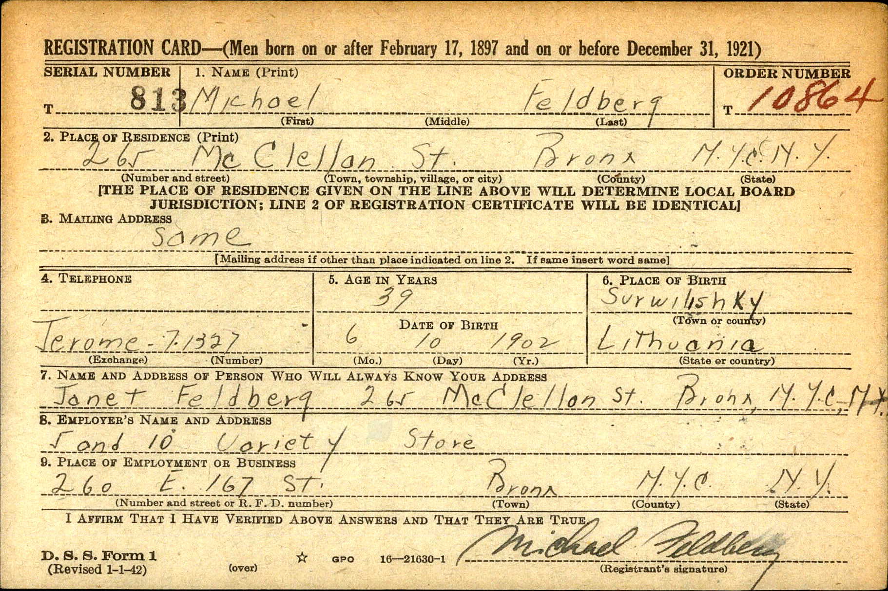 Document — Owsei Feldberg