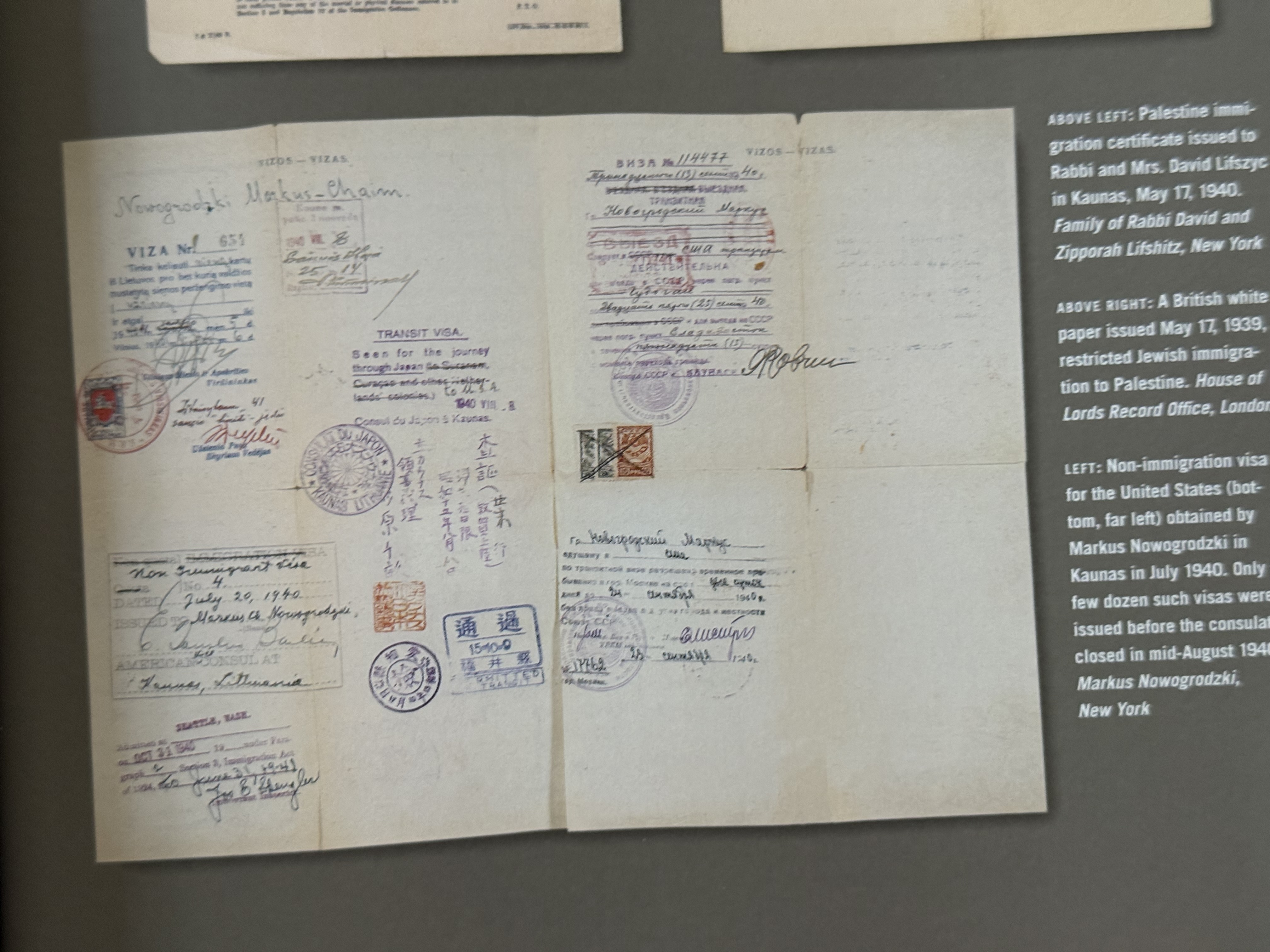 Nowogrodzki sheet with Sugihara visa amended to U.S.A.
