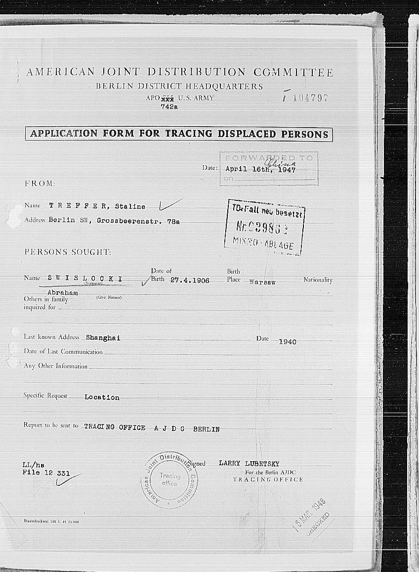 Document — Abraham Swislocki