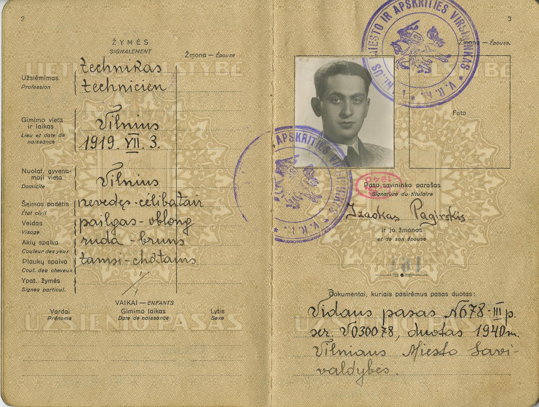 Document — Izaskas Pagirskis (Irving Pagirsky)