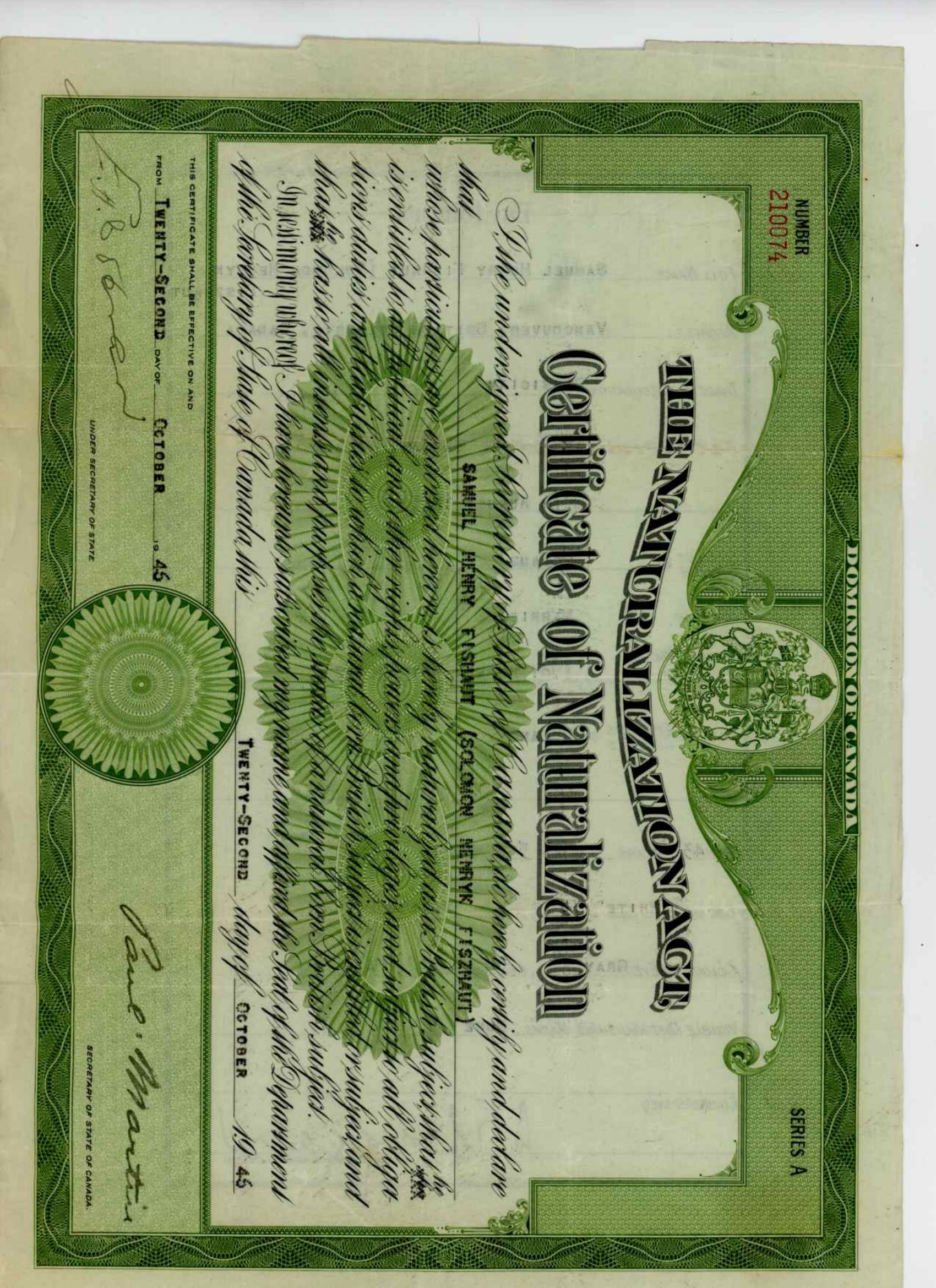 Document — Salomon Henryk Fiszhaut