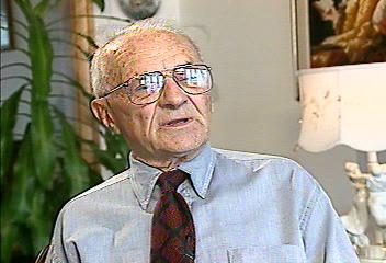 Still from the oral history of Ted Waid (born Tadeusz Waidenfeld)